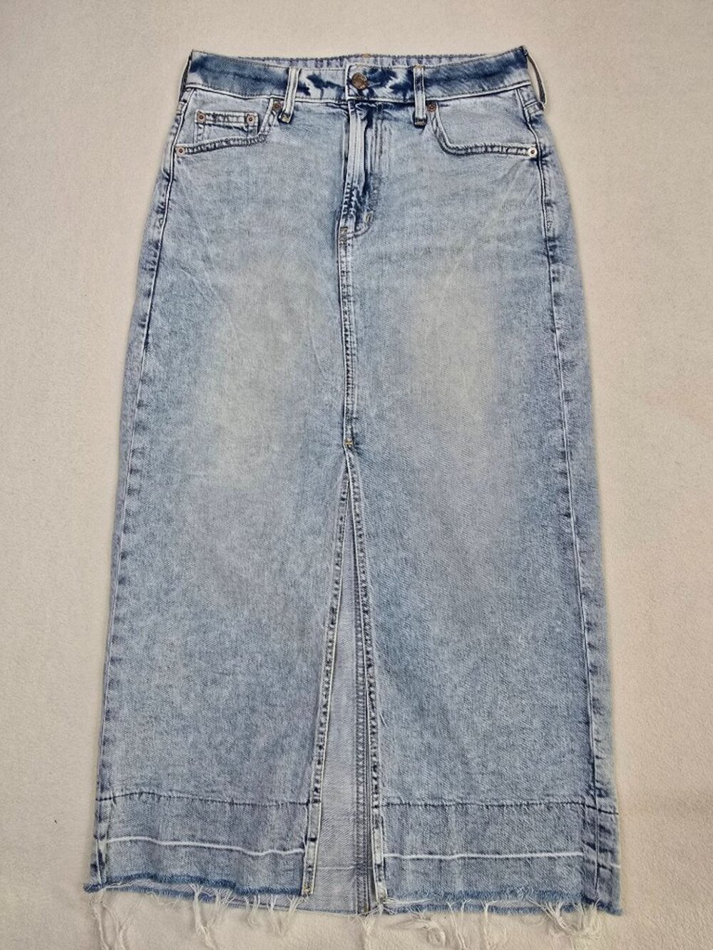 Gap Y2K Light Wash Denim Pencil Maxi Midi Skirt Size 26 Modest - Picture 1 of 4